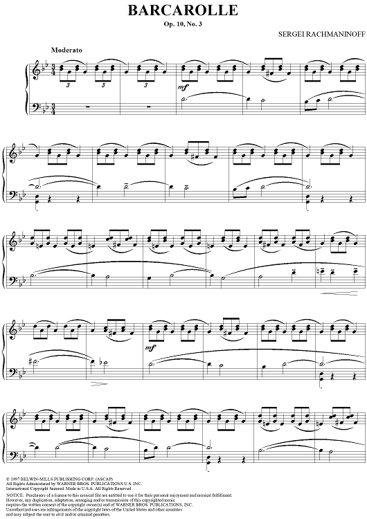 Barcarolle, Op. 10, No. 3