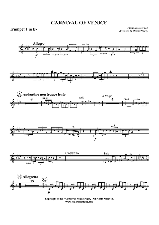 Carnival of Venice - Trumpet 1 in Bb