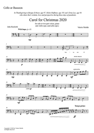 Carol for Christmas 2020 - Cello or Bassoon