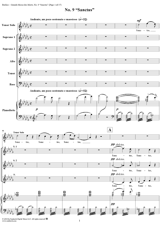 Grande Messe des Morts (Requiem), No. 9: Sanctus