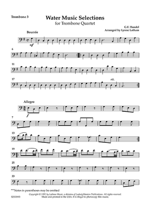 Water Music Selections for Trombone Quartet - Trombone 3