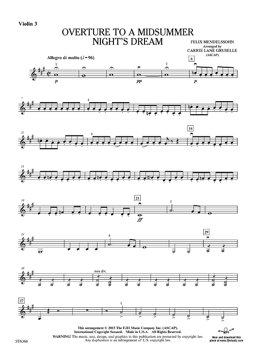Overture to a Midsummer Night's Dream - Violin 3 (Viola T.C.)
