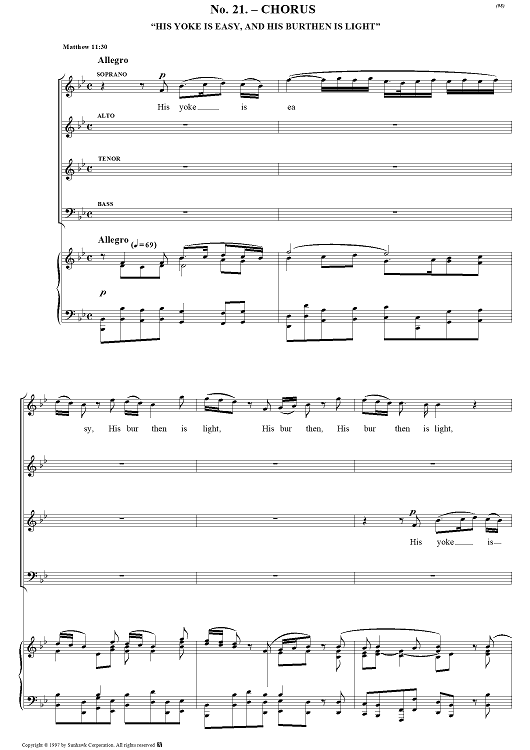 Messiah, no. 21: His yoke is easy, and His burden is light - Piano Score