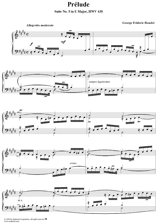 Suite no. 5 in E major, HWV430, no. 1: Prélude