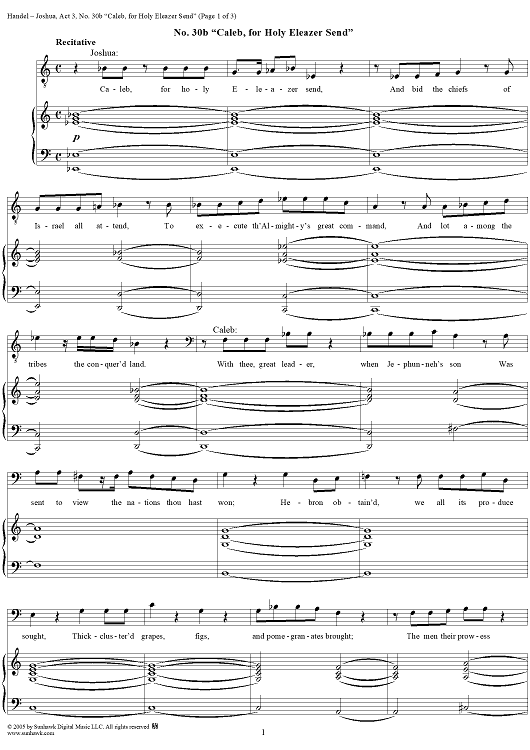 Joshua, Act 3, No. 30b: "Caleb, for holy Eleazer send"