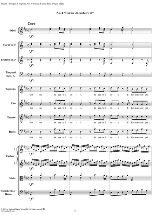 Germe di cento Eroi (Chorus), No. 4 from "Il Sogno di Scipione" - Full Score