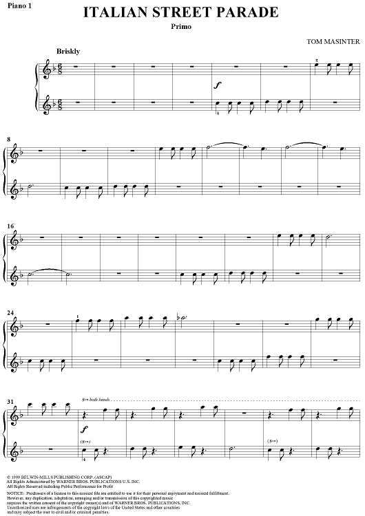 Italian Street Parade - Piano 1