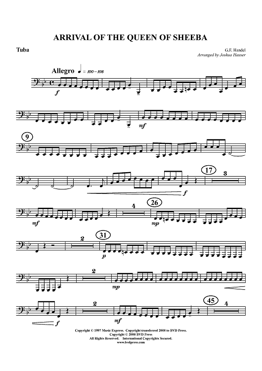 Arrival of the Queen of Sheeba - Tuba