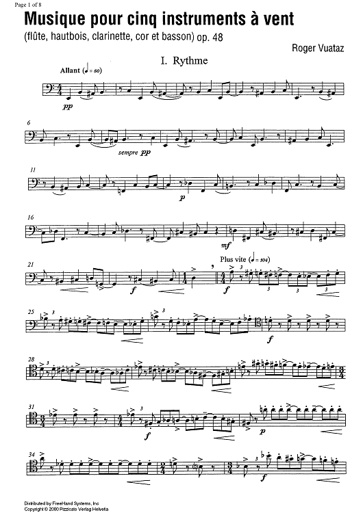 Musique pour cinq instrument à vent Op.48 - Bassoon