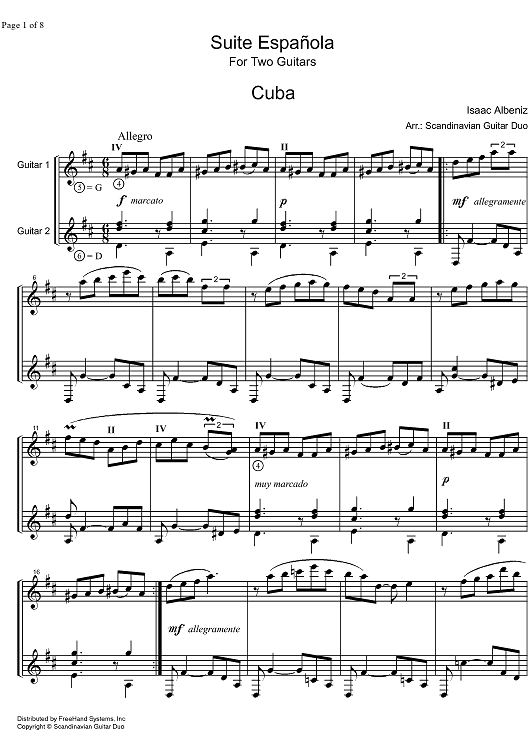 Suite Espagñola - Score