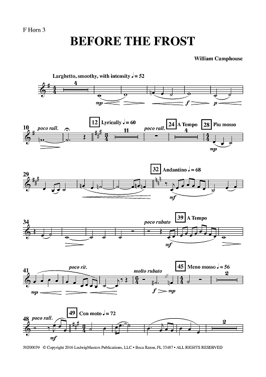 Before the Frost - Horn 3 in F