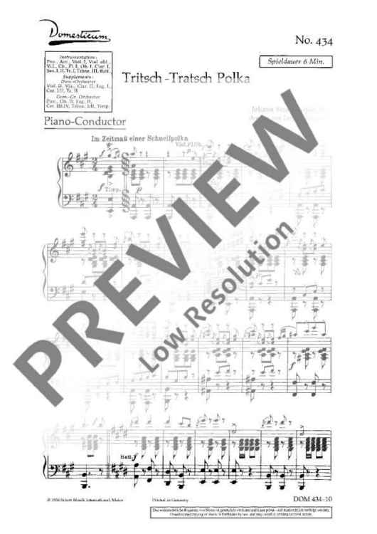 Tritsch-Tratsch Polka - Score and Parts