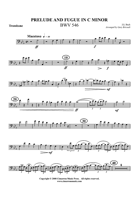 Prelude and Fugue in C Minor, BWV 546 - Trombone