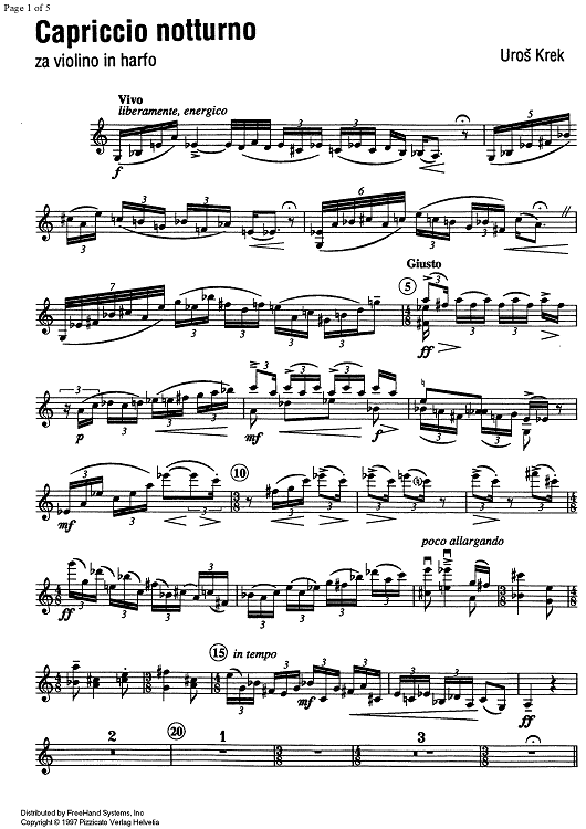 Capriccio notturno - Violin