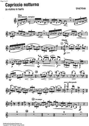Capriccio notturno - Violin