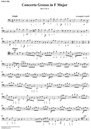 Concerto Grosso No. 6  in F major, Op. 6, No. 6 - Solo Cello