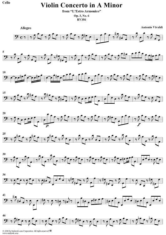 Violin Concerto in A Minor - Cello