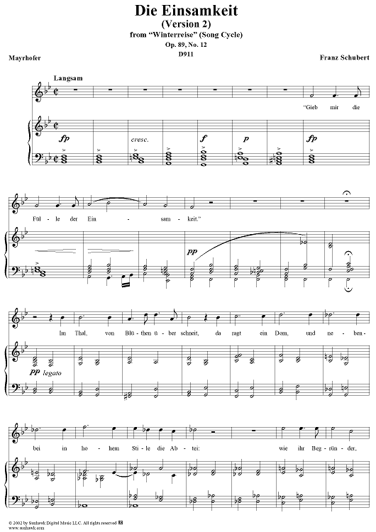 Winterreise (Song Cycle), Op.89, No. 12 - Einsamkeit, D911