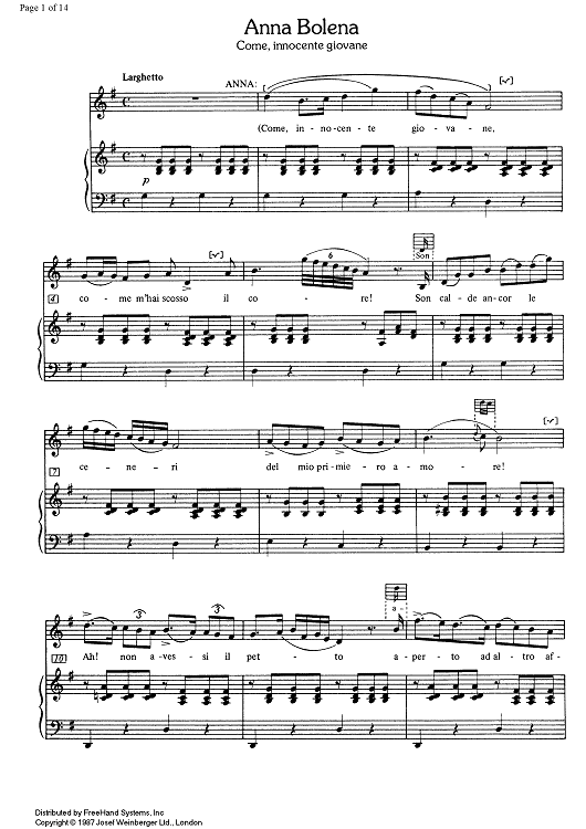 Come, innocente giovane from Anna Bolena