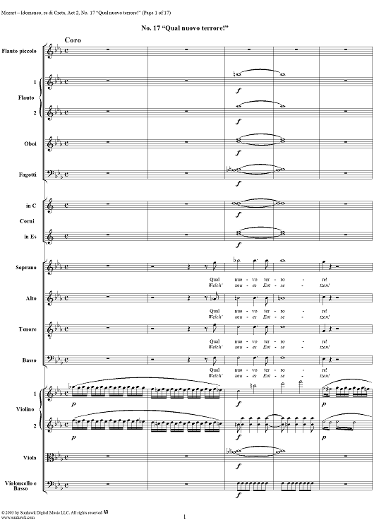 Idomeneo, rè di Creta, Act 2, No. 17 "Qual nuovo terrore!" - Full Score