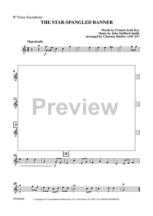 The Star-Spangled Banner - Bb Tenor Sax