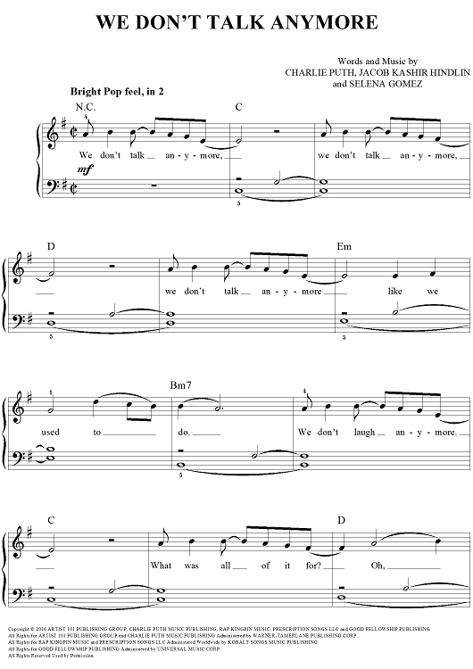 We Don't Talk Anymore