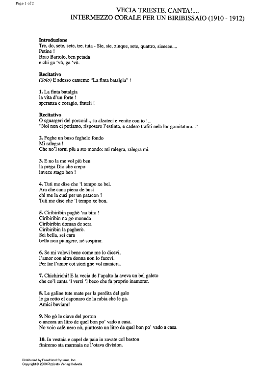 Vecia Trieste Canta! - Lyrics