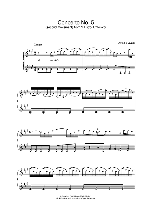 Largo) from 'L'Estro Armonico' Op.3