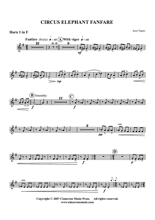 Circus Elephant Fanfare - Horn 1 in F