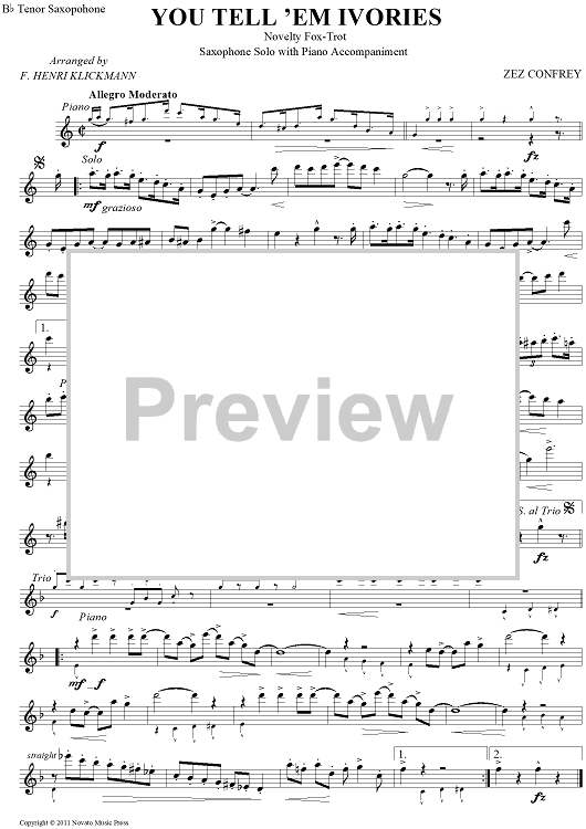 You Tell 'Em, Ivories - Bb Tenor Saxophone