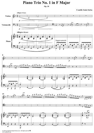 Trio No. 1 in F Major - Piano Score