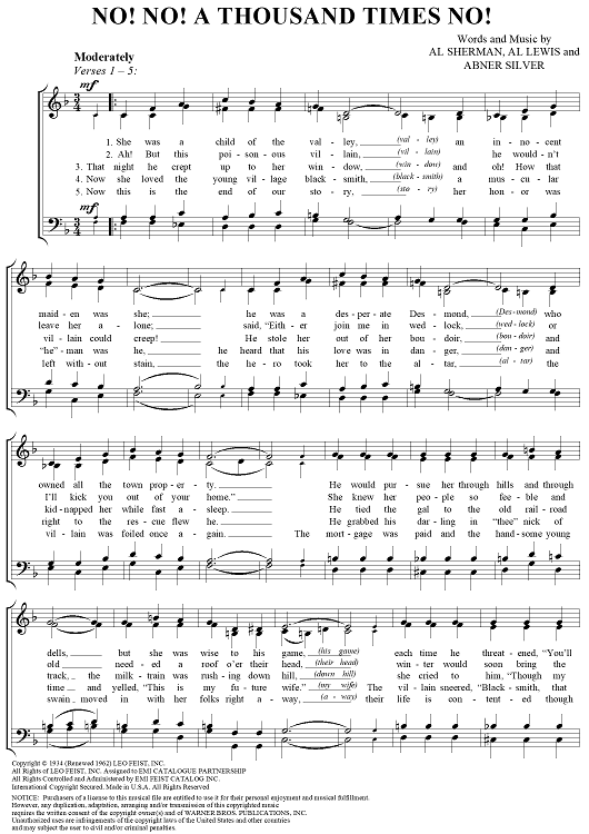 No! No! A Thousand Times No!