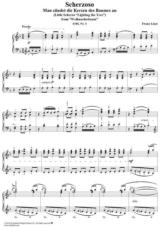 Scherzoso, No. 5 from "Weihnachtsbaum", S186