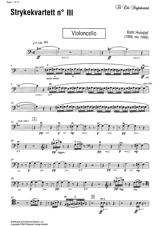 String Quartet No. 3 - Cello