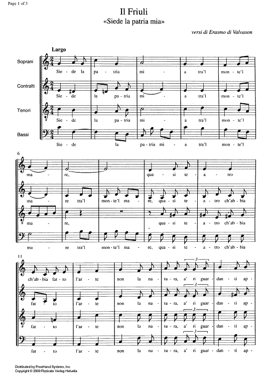 Il Friuli Siede la patria mia