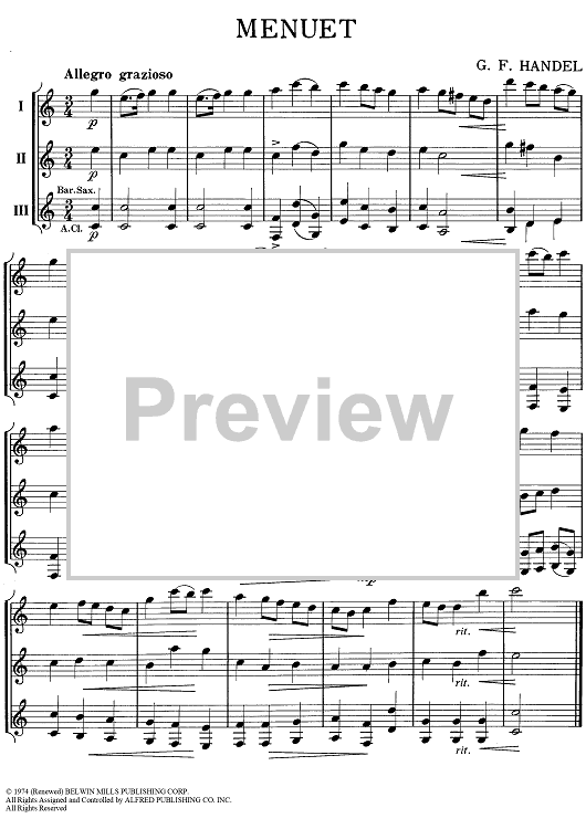 Menuet - Eb Saxes / Eb Clarinets