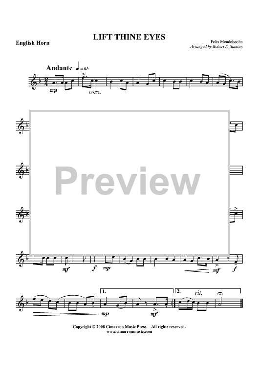 Lift Thine Eyes - English Horn