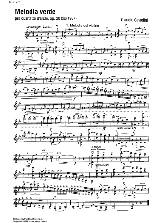 Melodia verde Op.38 bis - Violin 1