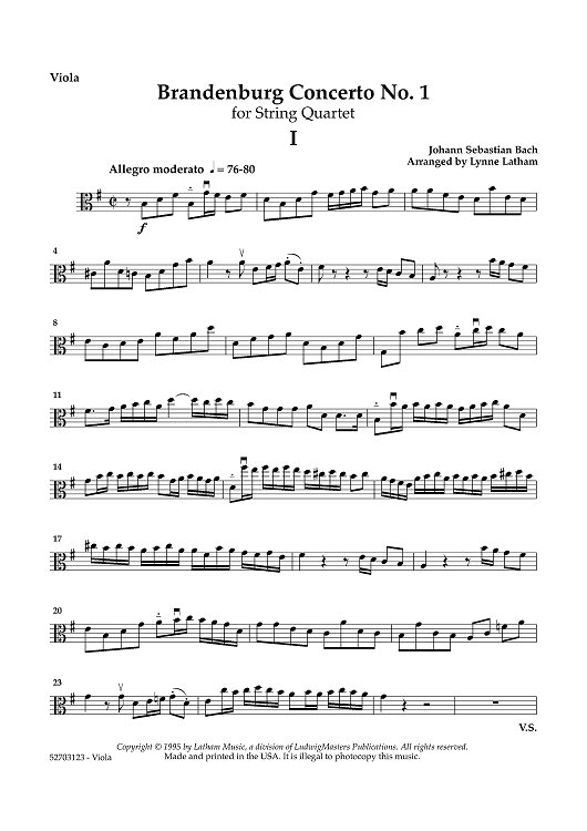 Brandenburg Concerto No. 1 - Viola