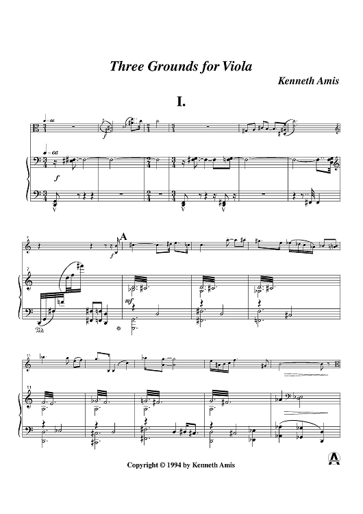 Three Grounds for Viola - Piano Score