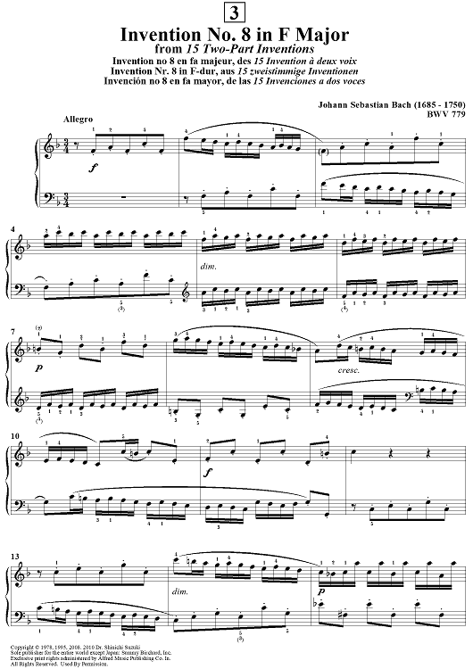 Invention No. 8 in F Major  - from 15 Two-Part Inventions