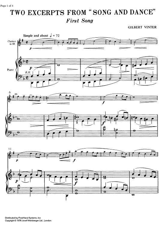 Easy 1/4 - 2 Excertps from Song and Dance - Score