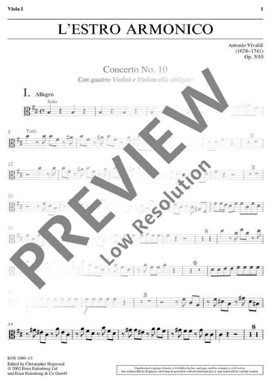 L'Estro Armonico in B flat minor - Viola I