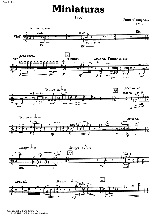 Miniatures (manuscript version) - Violin