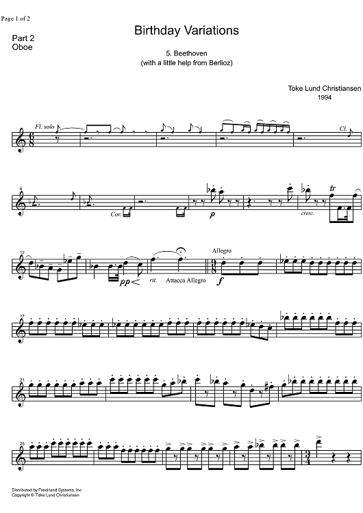 Birthday Variations Beethoven - Oboe