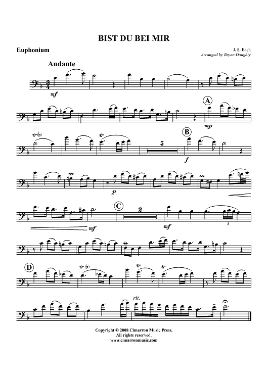 Bist du bei Mir - Euphonium BC/TC