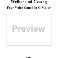 Wer nicht liebt Wein und Weiber und Gesang, four voice canon in G Major, K509a (K232)