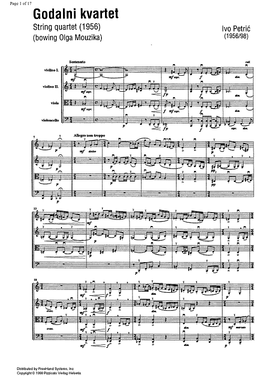 Godalni Quartet - Score