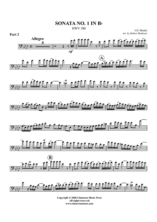 Sonata No. 1 in Bb (HWV 380) - Euphonium BC/TC
