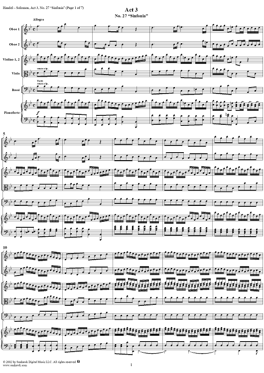 Sinfonia, No. 27 from Oratorio "Solomon", Act 3 (HWV67)